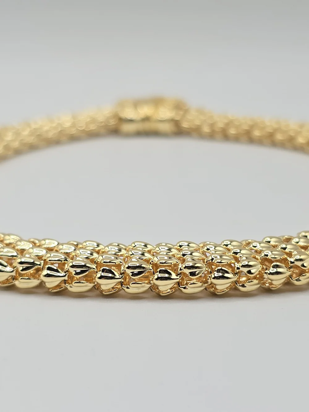 VTG Gold Tone Woven Mesh Collar Necklace Magnetic Clasp 1980s Statement 16